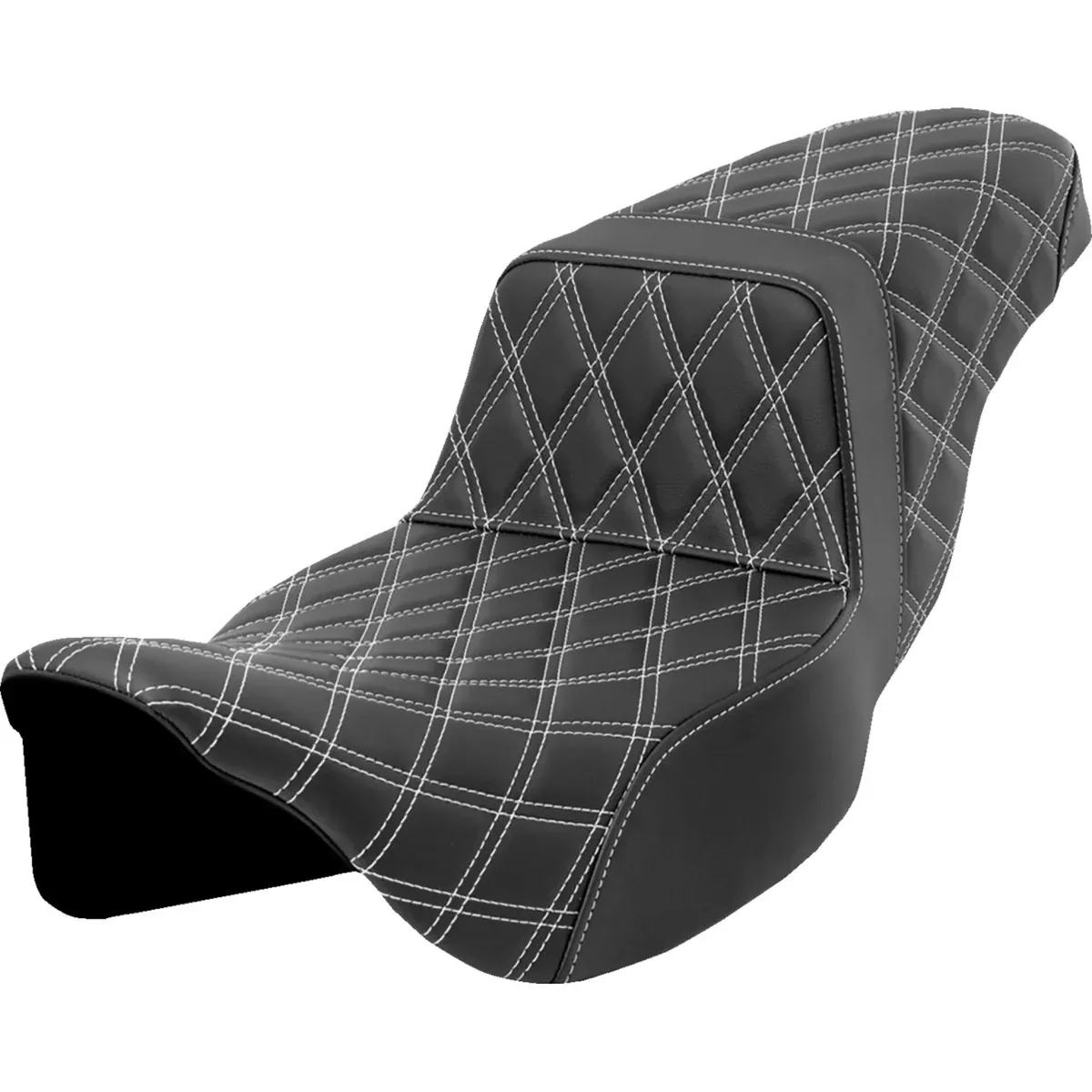 Saddlemen Lattice Stitch Step-Up Seat White Stitch Extended Reach - 808-07E-17506 For Harley Touring 2008-2023