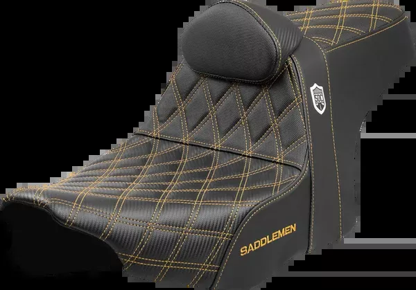 Saddlemen Pro Series SDC Performance Seat - Gold Stitching - w/ Backrest - FLT/FLH '23-'25 - SC82307DB7
