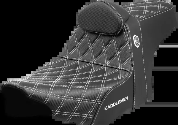 Saddlemen Pro Series SDC Performance Seat - White Stitching - w/ Backrest - FLT/FLH '23-'25 - SC82307DB6