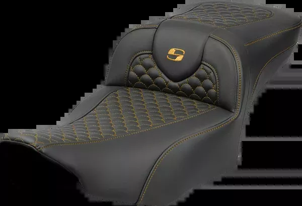 Saddlemen Roadsofa Extended Reach Seat - Dragon Scale Stitch - Gold Stitch - w/o Backrest - FLTR/FLHX '23-'24 - 823-07-20907
