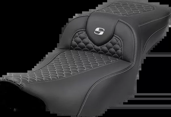 Saddlemen Roadsofa Extended Reach Seat - Dragon Scale Stitch - Silver Stitch - w/o Backrest - FLT/FLH '23-'24 - 823-07-20905
