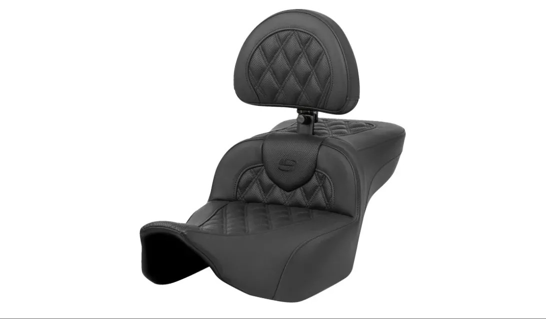 Saddlemen Roadsofa Extended Reach Seat Lattice Stitch With Backrest - 823-07-184BR For Harley Touring 2023-2026