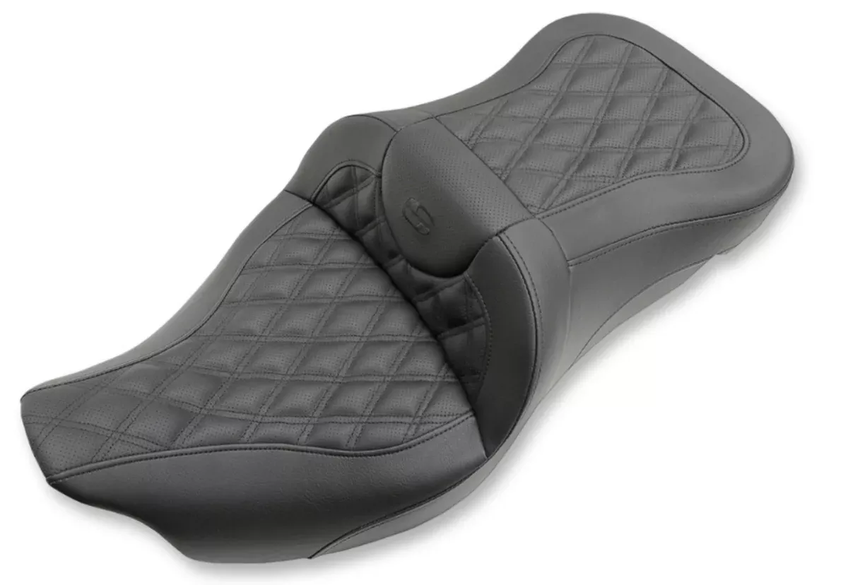 Saddlemen Roadsofa Extended Reach Seat Lattice Stitched Without Backrest - 808-07B-184 For Harley Touring 2008-2025