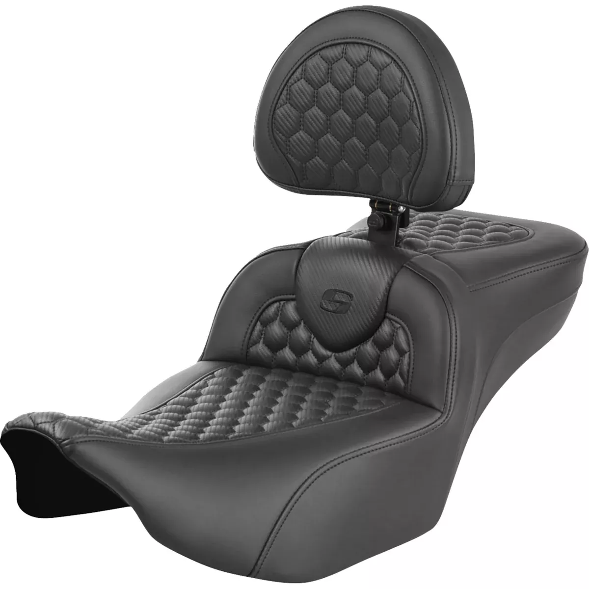 Saddlemen Roadsofa Extended Reach Seat With Backrest Honeycomb – 823-07-190B0 For Harley Touring 2023-2026