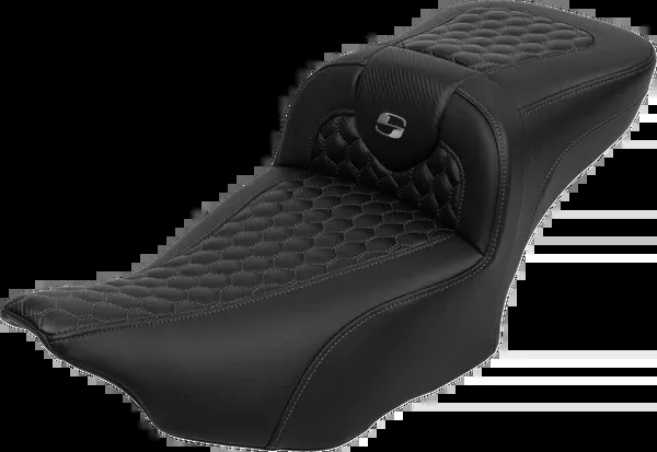 Saddlemen Roadsofa Extended Reach Seat With Backrest Honeycomb Dark Gray Stitch - 823-07-190B2 For Harley Touring 2023-2026