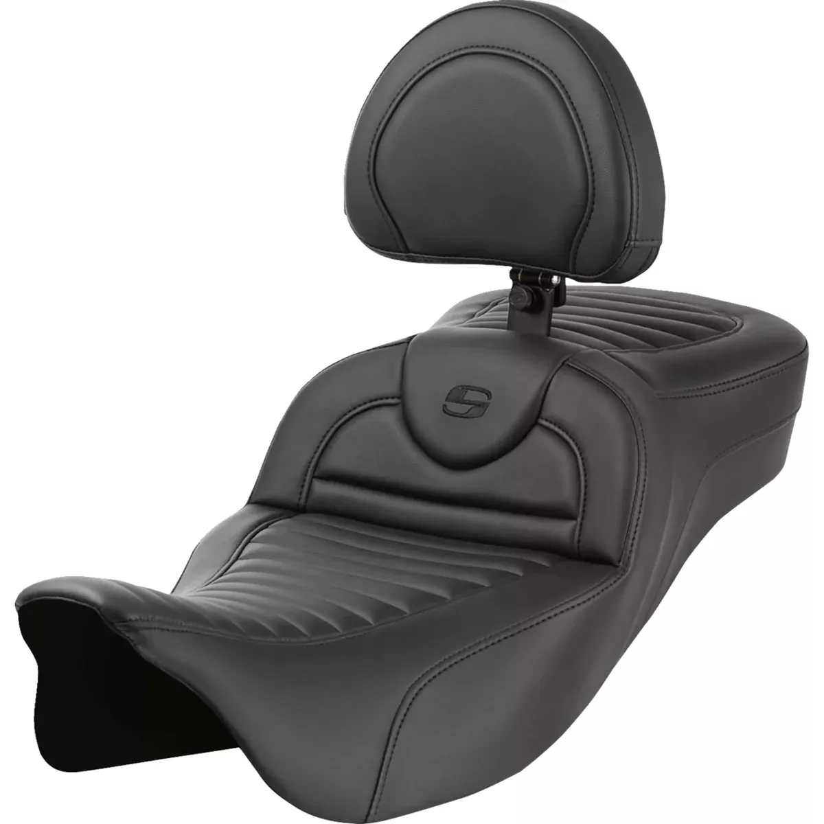 Saddlemen Roadsofa Extended Reach Seat With Backrest Tuck-N-Roll - 808-07B-203B0 For Harley Touring 2008-2025