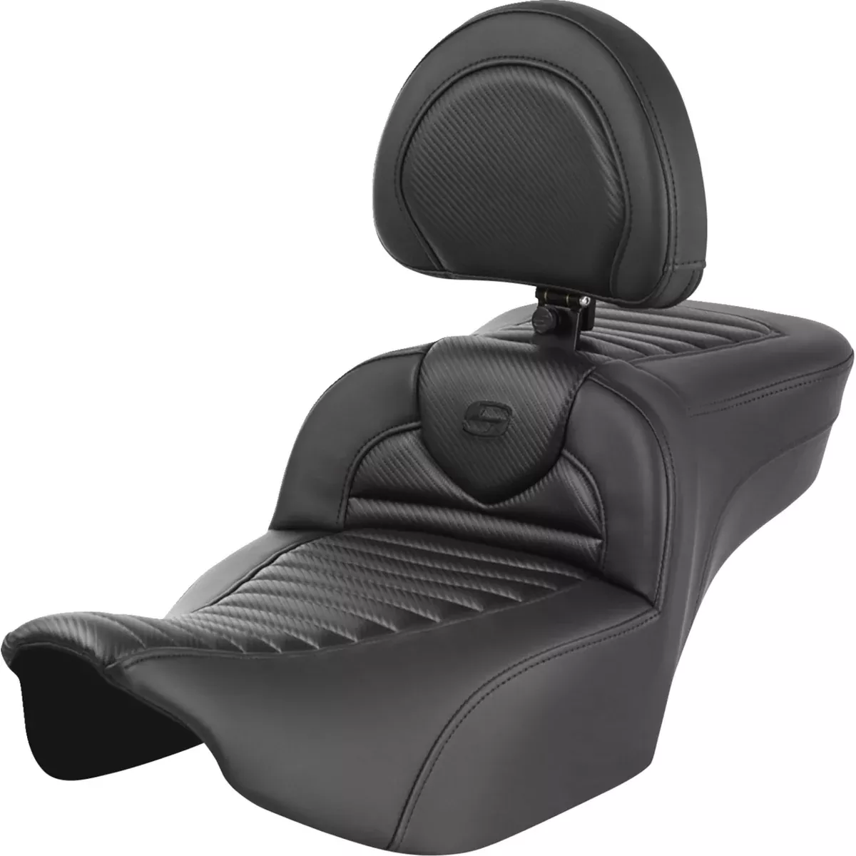 Saddlemen Roadsofa Extended Reach Seat With Backrest Tuck-N-Roll Carbon Fiber – 823-07-205B0 For Harley Touring 2023-2026