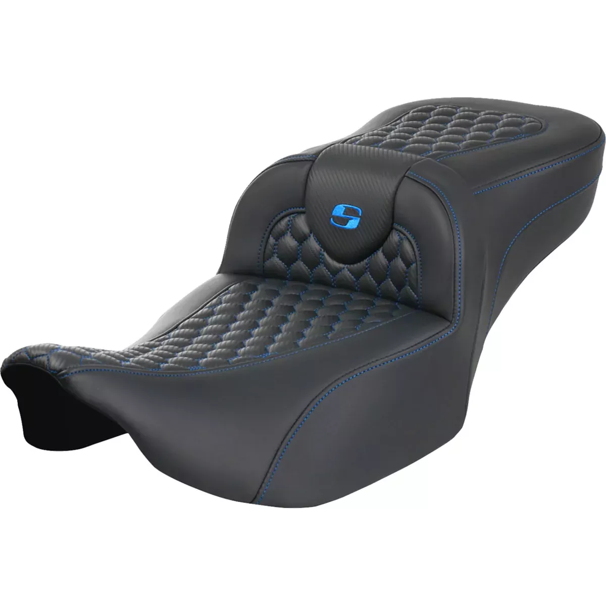 Saddlemen Roadsofa Extended Reach Seat Without Backrest Honeycomb Blue Stitch – 823-07-19001 For Harley Touring 2023-2026