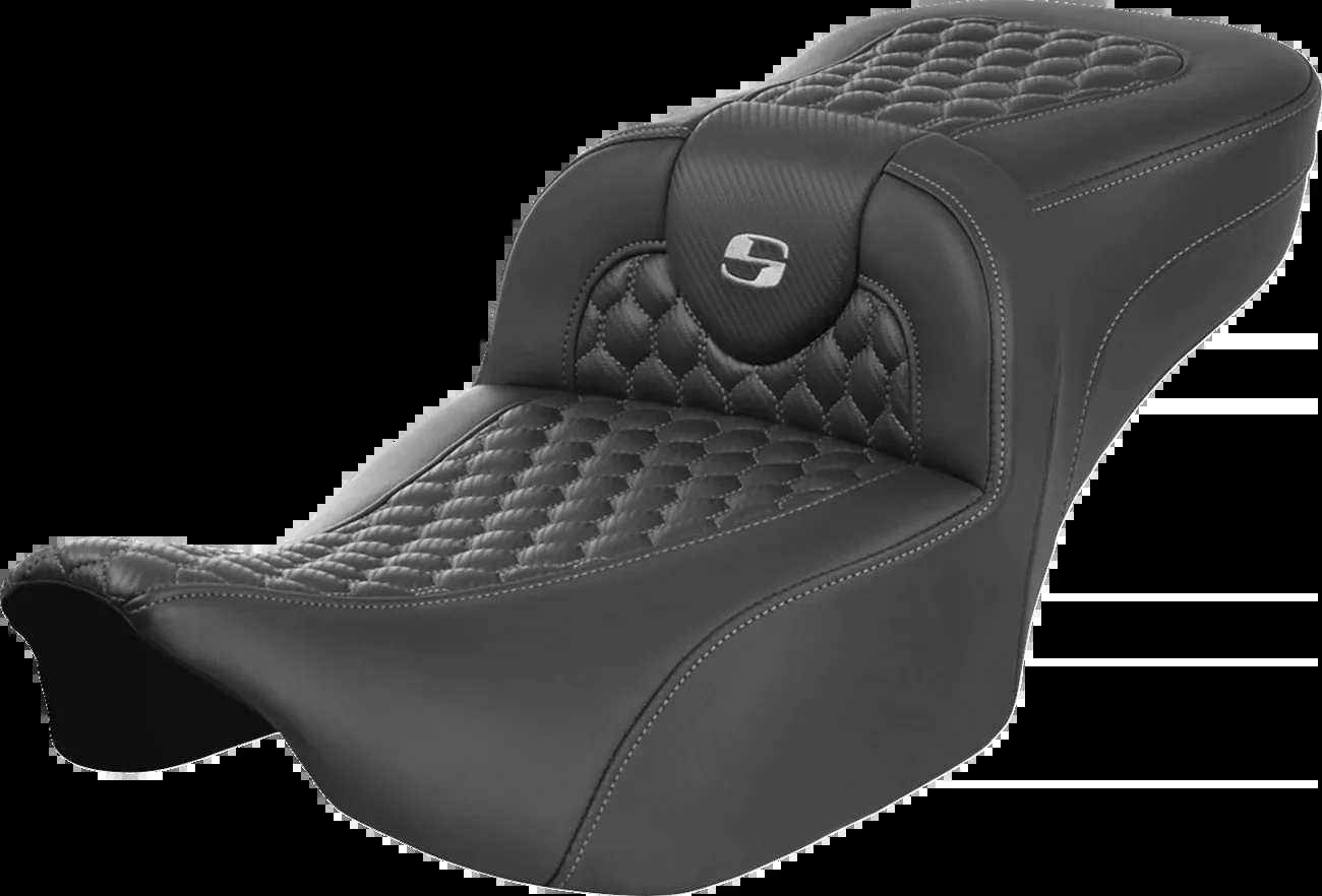 Saddlemen Roadsofa Extended Reach Seat Without Backrest Honeycomb Silver Stitch - 823-07-19005 For Harley Touring 2023-2026