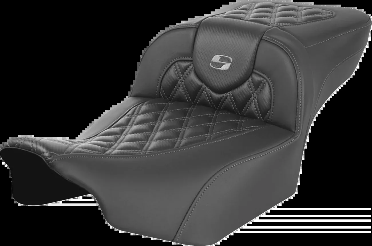 Saddlemen Roadsofa Extended Reach Seat Without Backrest Lattice Stitch Dark Gray Stitch FL FX - 823-07-20702 For Harley Touring 2023-2026