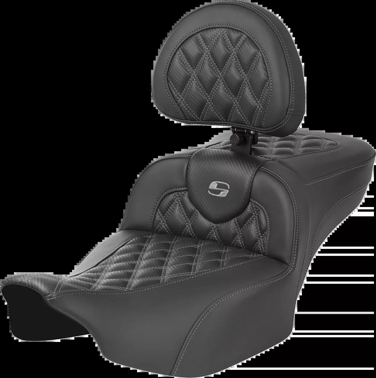 Saddlemen Roadsofa Extended Reach Seat Without Backrest Lattice Stitch Gray Stitch - 823-07-207B2 For Harley Touring 2023-2026