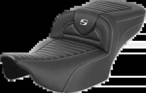 Saddlemen Roadsofa Extended Reach Seat Without Backrest Tuck-N-Roll Carbon Fiber - 823-07-20500 For Harley Touring 2023-2026