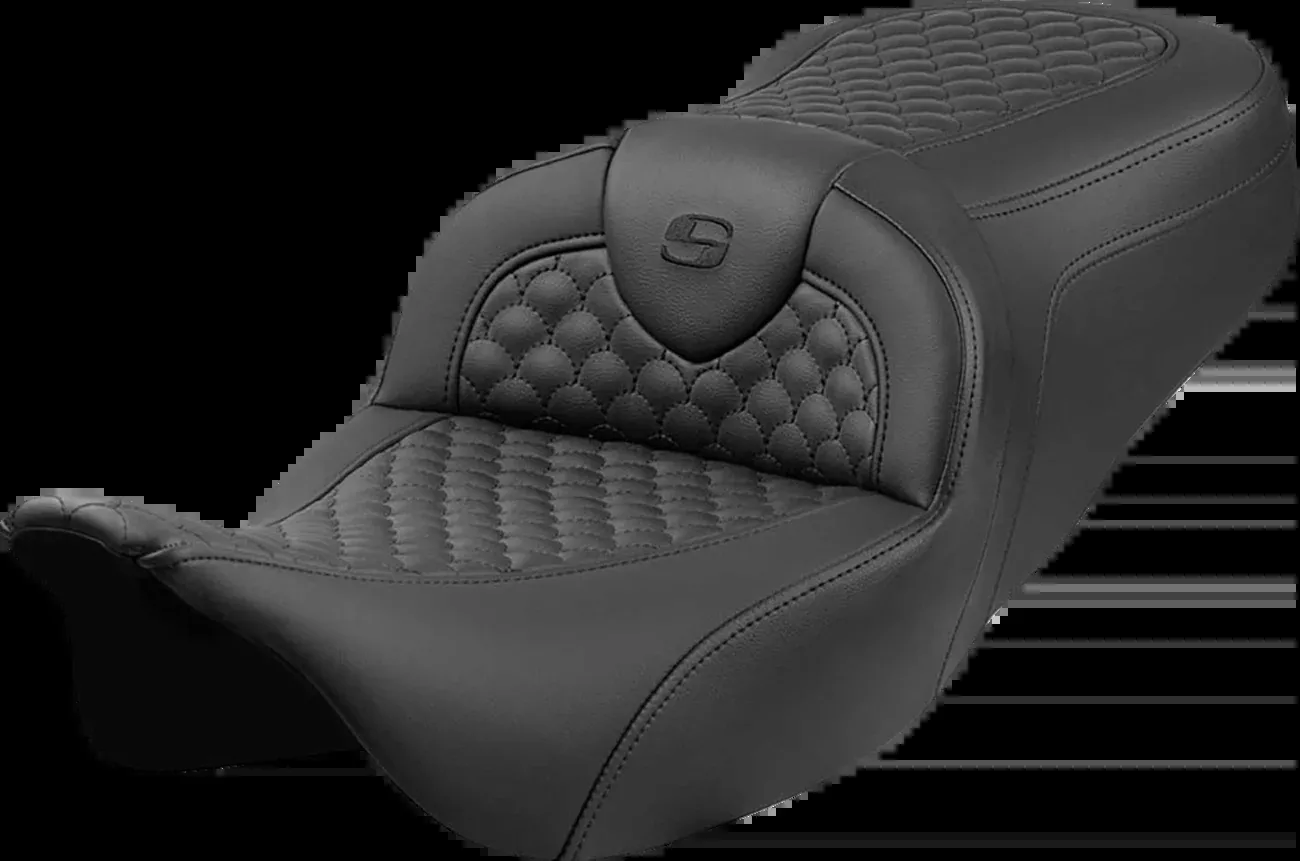 Saddlemen Roadsofa Seat - Dragon Scale Stitch - Black Stitch - w/o Backrest - FLH/FLT '08-'24 - 808-07B-20800