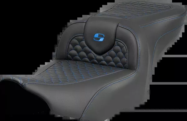 Saddlemen Roadsofa Seat - Dragon Scale Stitch - Blue Stitch - w/o Backrest - FLTR/FLHX '23-'24 - 823-07-20801