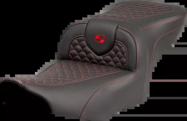 Saddlemen Roadsofa Seat - Dragon Scale Stitch - Red Stitch - w/o Backrest - FLTR/FLHX '23-'24 - 823-07-20804