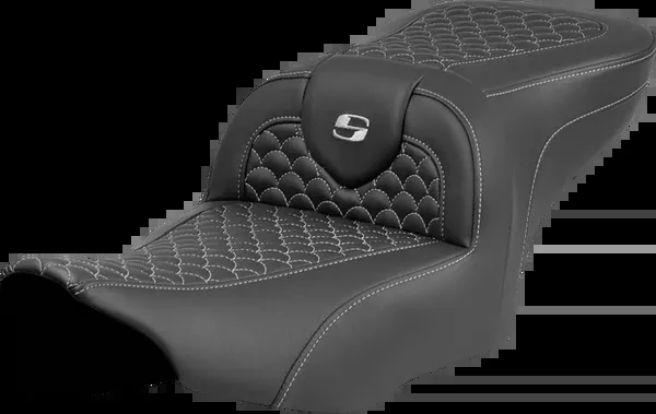 Saddlemen Roadsofa Seat - Dragon Scale Stitch - Silver Stitch - w/o Backrest - FLTR/FLHX '23-'24 - 823-07-20805