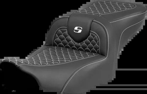Saddlemen Roadsofa Seat - Dragon Scale Stitch - White Stitch - w/o Backrest - FLTR/FLHX '23-'24 - 823-07-20806