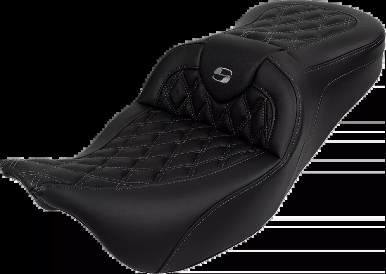 SADDLEMEN Roadsofa™ Seat with Backrest for FL 2008-2023 – Dark Gray Stitch, Part 808-07B-182B2