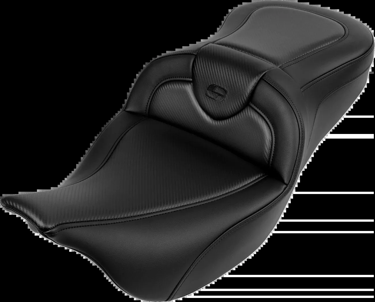 SADDLEMEN Roadsofa™ Seat with Carbon Fiber Finish and Black Stitch for '08-'19 FL Models – Part 808-07B-18500