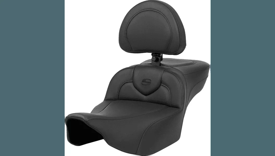 Saddlemen Roadsofa Seat with Driver Backrest for '23-24 Harley Davidson CVO Street Glide FLHXSE and '24-Up Road Glide and Street Glide - Carbon Fiber/Black Stitching