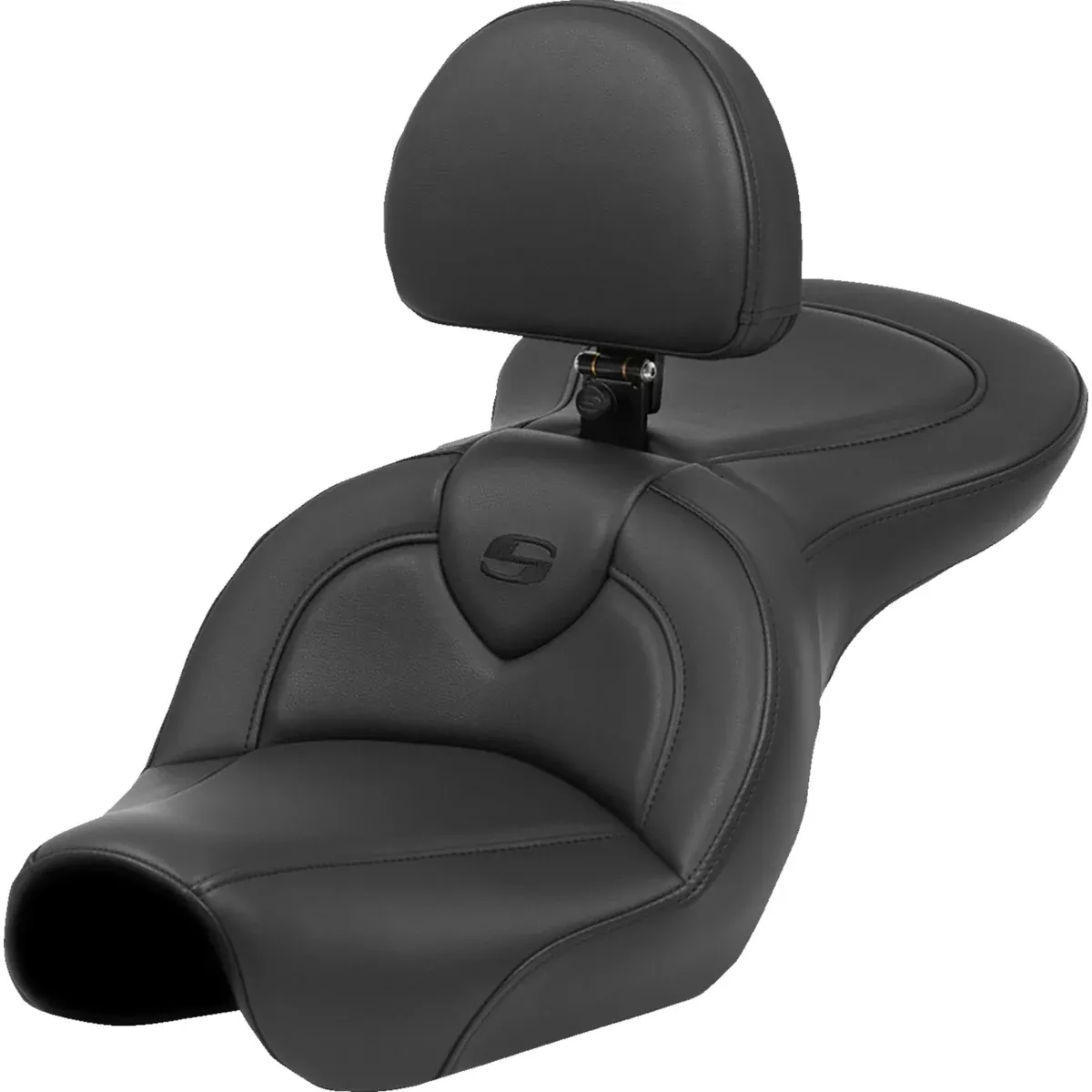 Saddlemen Roadsofa Standard Reach Seat Black Stitch With Backrest - 804-04-187BR For Harley Dyna 2004-2005