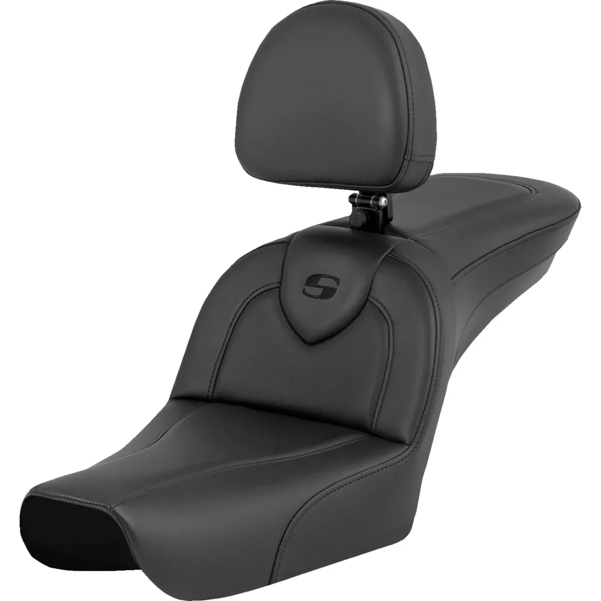 Saddlemen Roadsofa Standard Reach Seat Black With Driver Backrest – 804-05-187BR For Harley Dyna Wide Glide 2004-2005