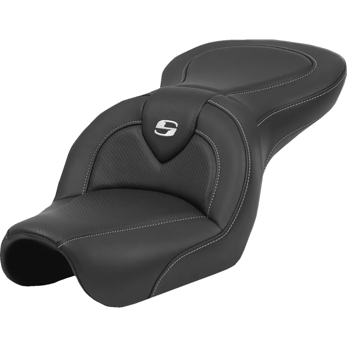 Saddlemen Roadsofa Standard Reach Seat Carbon Fiber Black Stitch Without Backrest - 804-04-185 For Harley Dyna 2004-2005