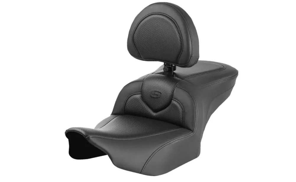 Saddlemen Roadsofa Standard Reach Seat Carbon Fiber With Backrest - 823-07-185B0 For Harley Touring 2023-2026