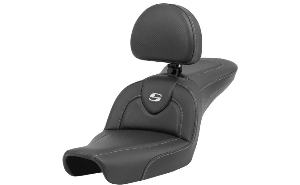 Saddlemen Roadsofa Standard Reach Seat Carbon Fiber With Backrest - 896-04-185BR For Harley Dyna 1996-2003