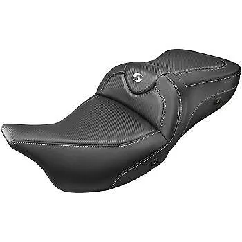 Saddlemen Roadsofa Standard Reach Seat Heated Carbon Fiber Without Backrest – 808-07B-185HCT For Harley Touring 2008-2025