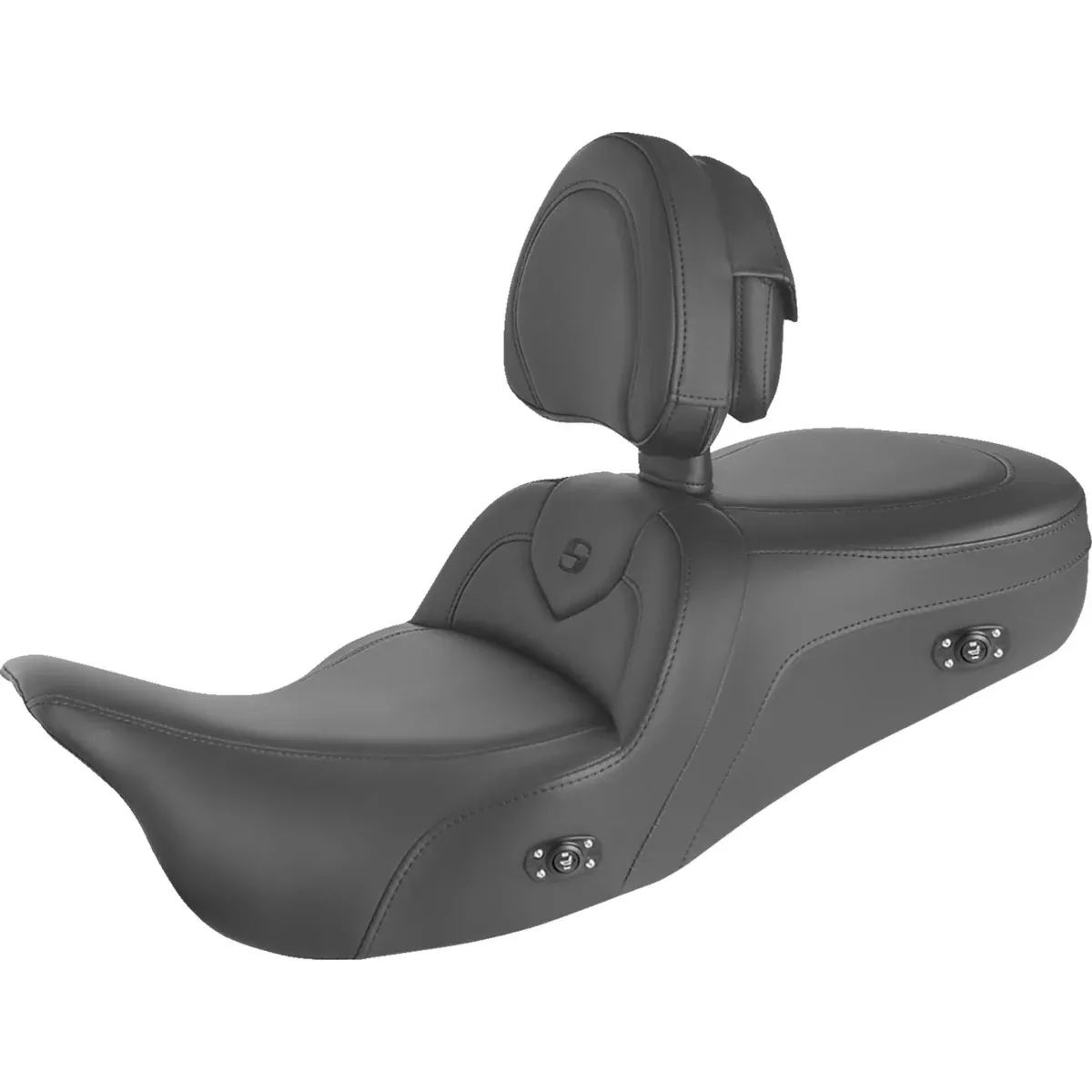 Saddlemen Roadsofa Standard Reach Seat Heated With Backrest Black With Black Stitching - 897-06-187BRHCT For Harley Touring 1997-2007