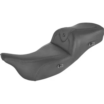 Saddlemen Roadsofa Standard Reach Seat Heated Without Backrest Black With Black Stitching - 897-06-187HCT For Harley Touring 1997-2007
