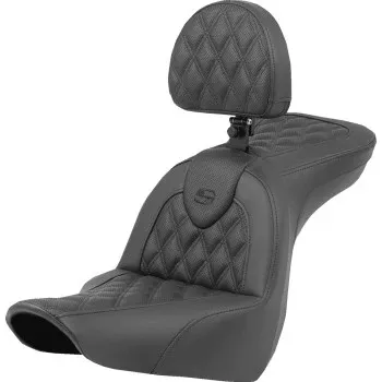 Saddlemen Roadsofa Standard Reach Seat Lattice Stitch With Backrest - 818-29-182BR For Harley Softail 2018-2026