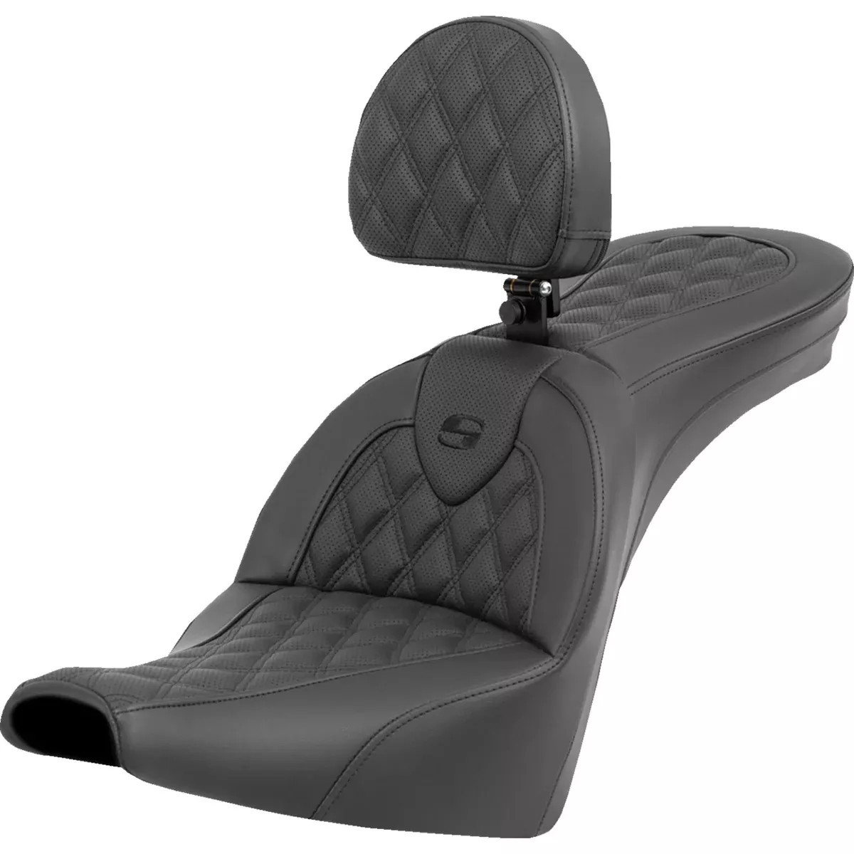 Saddlemen Roadsofa Standard Reach Seat Lattice Stitch With Backrest - 818-30-182BR For Harley Softail 2018-2026