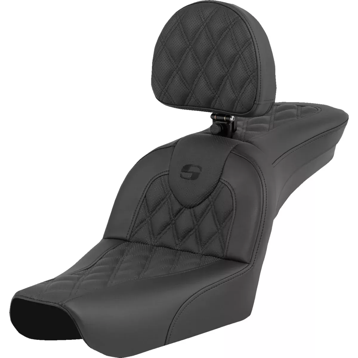 Saddlemen Roadsofa Standard Reach Seat Lattice Stitch With Driver Backrest – 804-05-182BR For Harley Dyna Wide Glide 2004-2005