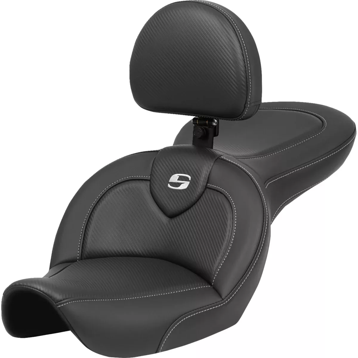 Saddlemen Roadsofa Standard Reach Seat With Backrest Carbon Fiber - 896-05-185BR For Harley Dyna Wide Glide 1996-2003