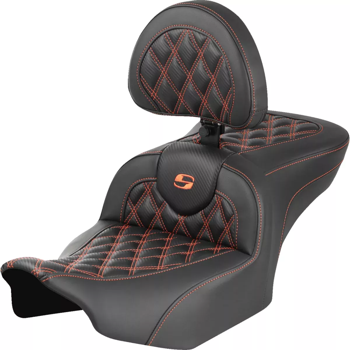 Saddlemen Roadsofa Standard Reach Seat With Backrest Carbon Fiber Lattice Stitch - 823-07-206B0 For Harley Touring 2023-2026