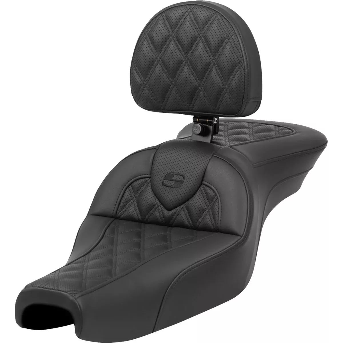 Saddlemen Roadsofa Standard Reach Seat With Backrest Lattice Stitch – 807-11-182BR For Harley Sportster 2004-2022 (3.3G Tank)