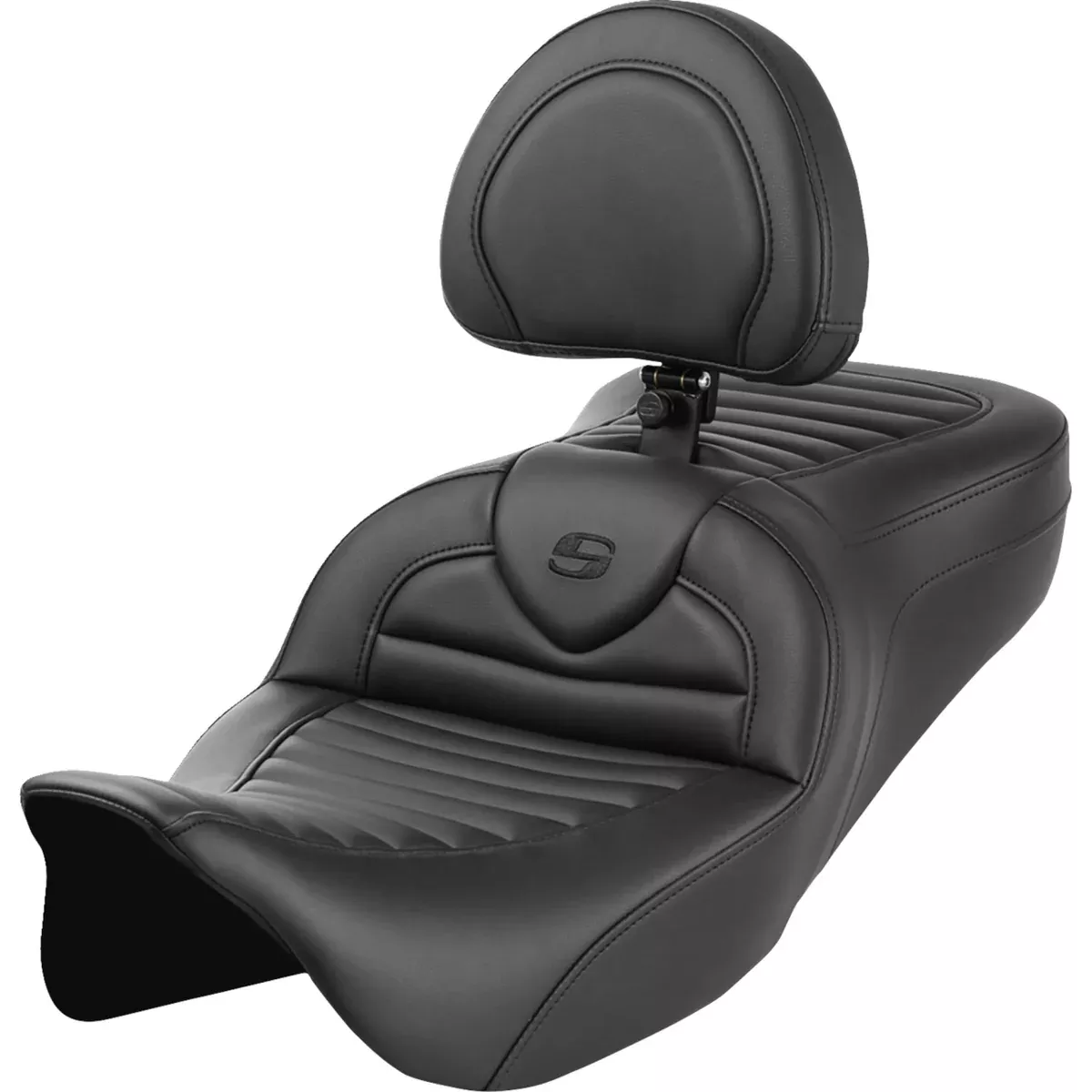 Saddlemen Roadsofa Standard Reach Seat With Backrest Tuck-N-Roll – 808-07B-202B0 For Harley Touring 2008-2025
