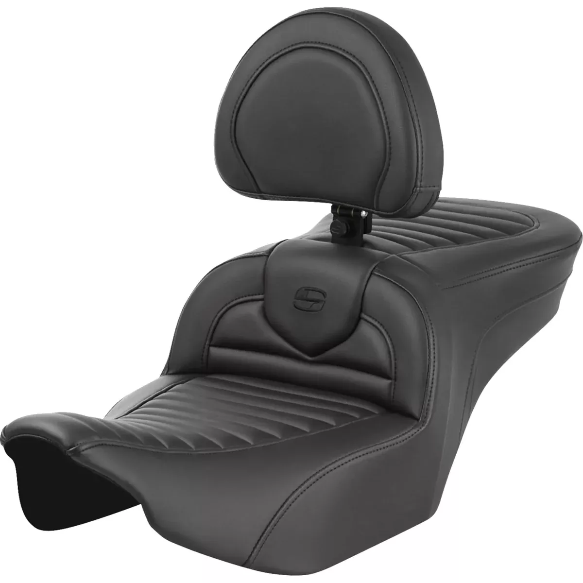 Saddlemen Roadsofa Standard Reach Seat With Backrest Tuck-N-Roll - 823-07-202B0 For Harley Touring 2023-2026