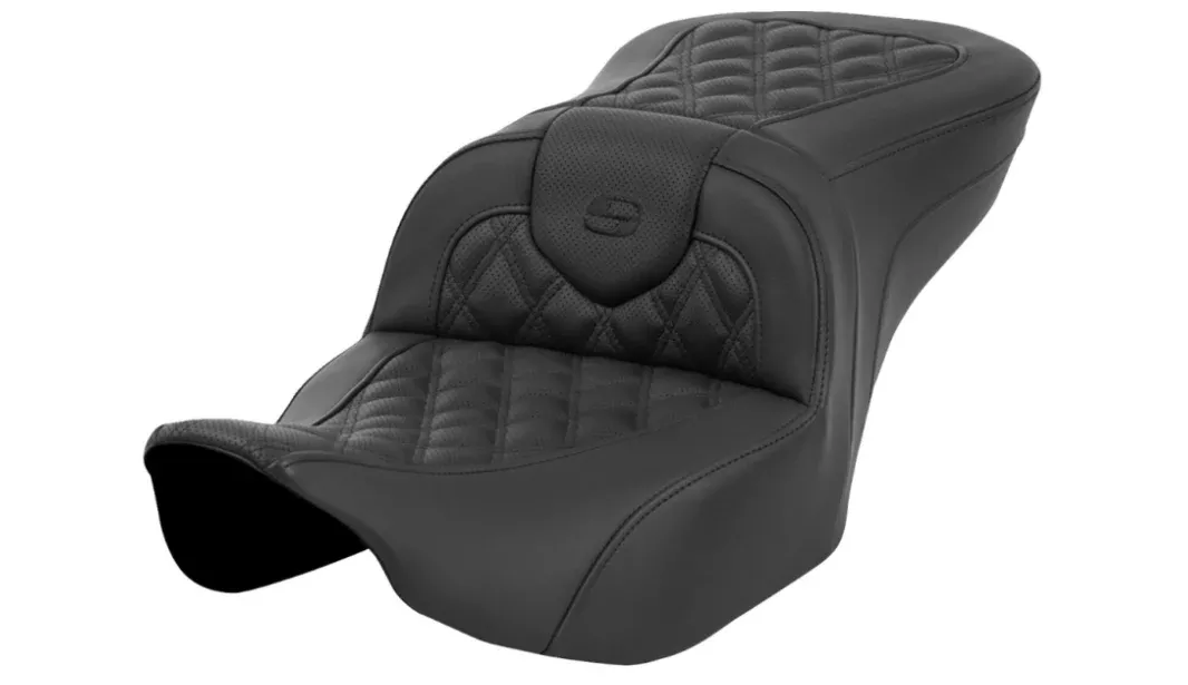Saddlemen Roadsofa Standard Reach Seat Without Backrest Lattice Stitch Black – 823-07-182 For Harley Touring 2023-2026