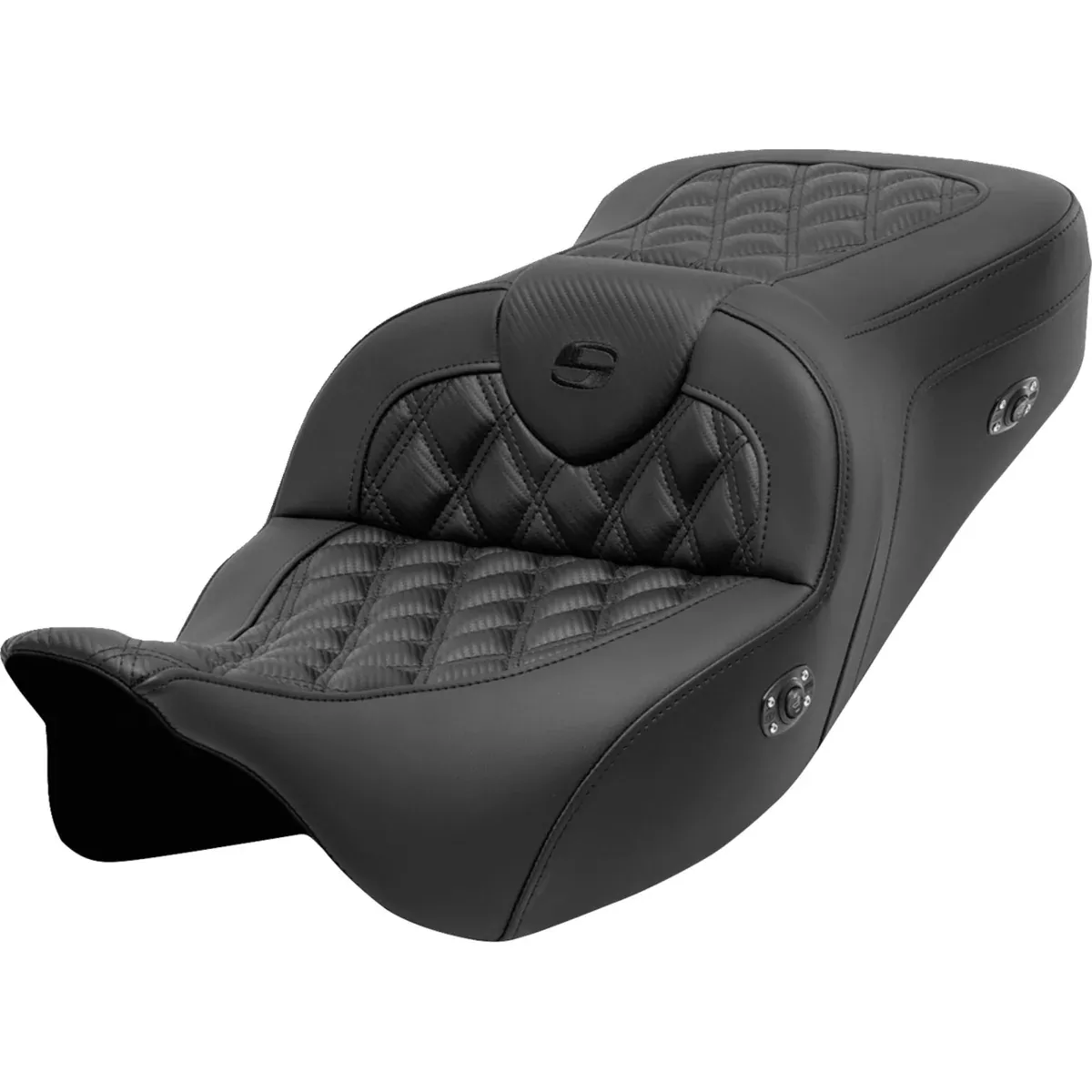 Saddlemen Roadsofa Standard Reach Seat Without Backrest Lattice Stitch Carbon Fiber - 808-07B-20600 For Harley Touring 2008-2024