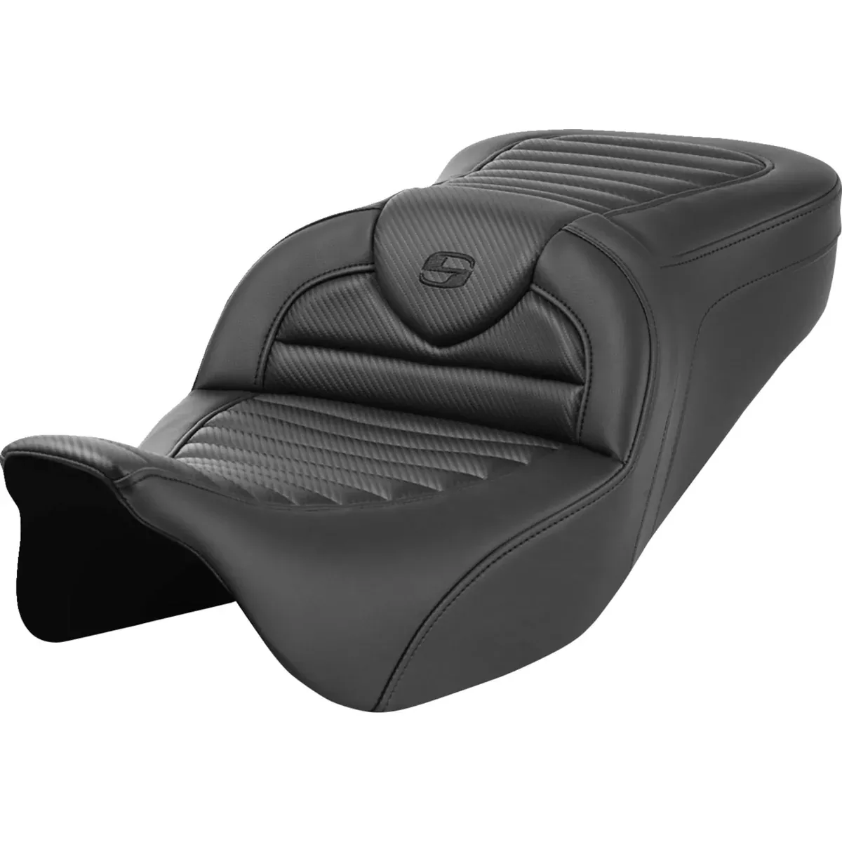 Saddlemen Roadsofa Standard Reach Seat Without Backrest Tuck-N-Roll Carbon Fiber - 823-07-20400 For Harley Touring 2023-2026