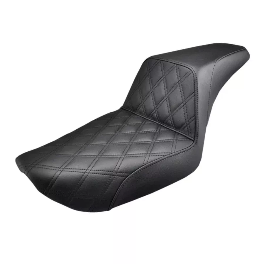 SADDLEMEN STEP UP SEAT BLACK LATTICE STITCH HARLEY FXR MODELS