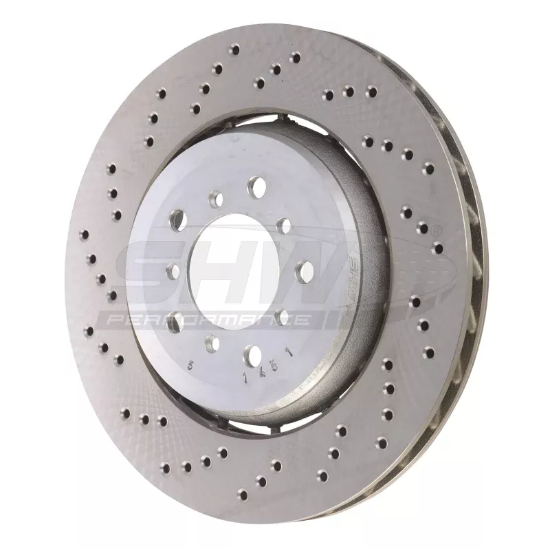 SHW 05-06 BMW M3 3.2L Left Front Cross-Drilled Lightweight Brake Rotor (34112282445)