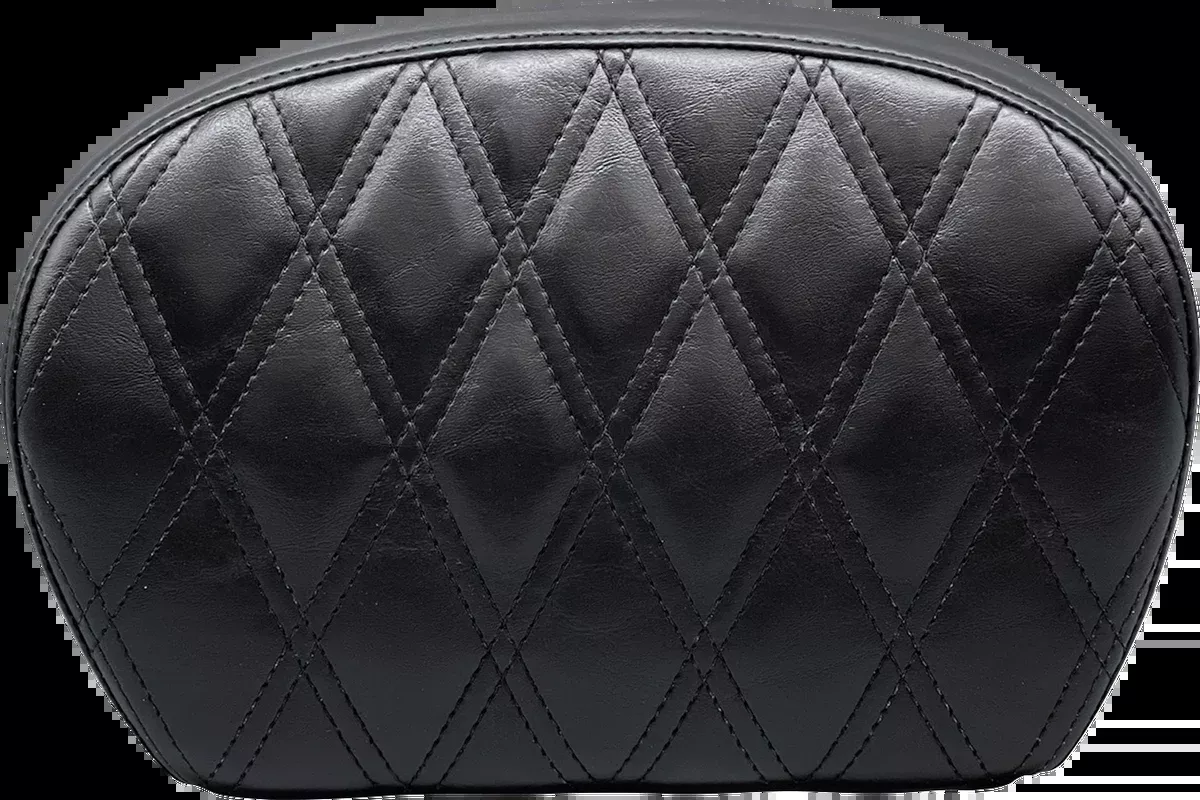 Sissy Bar Pad - Large - Vinyl - Double Diamond - Shiny Black