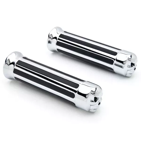 Skull Custom Chrome Motorcycle Handlebar Hand Grips (1")