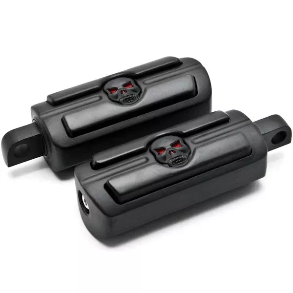 Skull Head Front & Rear Foot Peg Foot Rests Black for Harley Davidson (All Years)