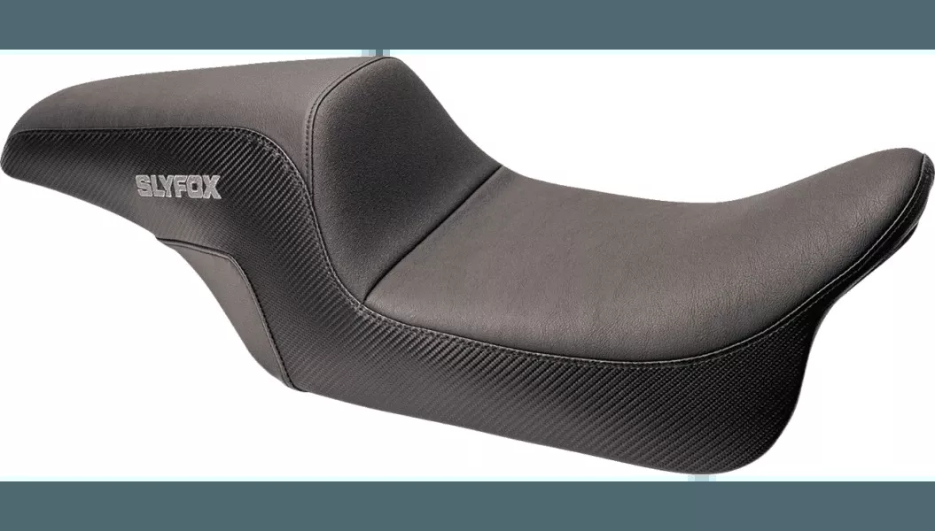 Slyfox Carbon Fiber Seat for '06-17 Harley Davidson Dyna - Gray Logo