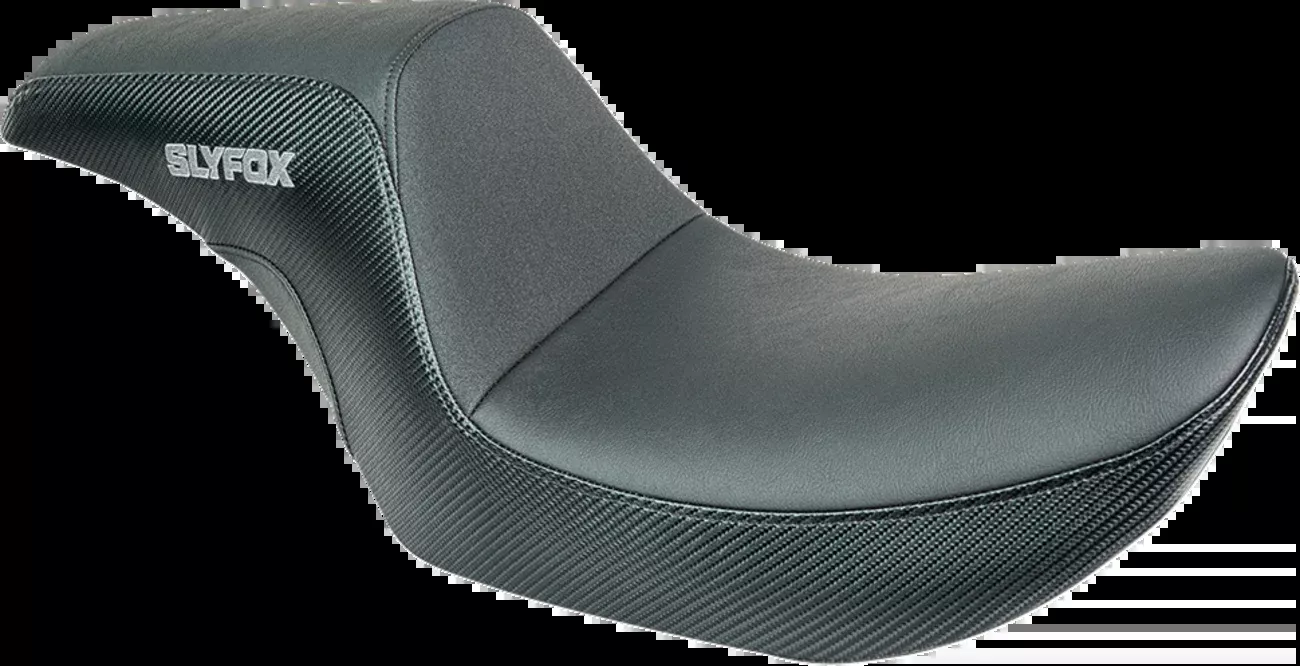 SLYFOX Drifter Seat - Gray Logo - Black Vinyl - Smooth - FXR '82-'00 - SlyFox4681B